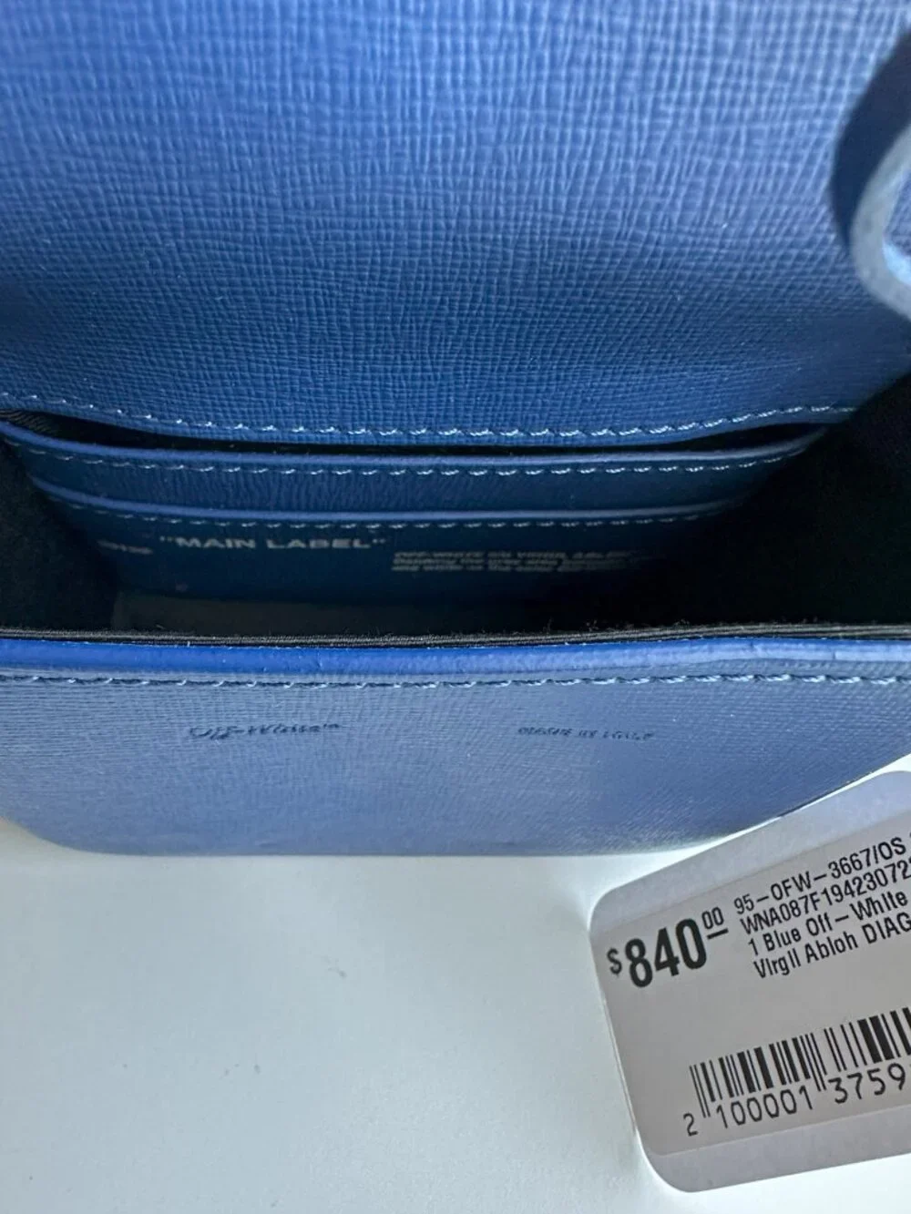 Off-White - Woman's Blue Baby Diagonal Flap Bag - Blue / White